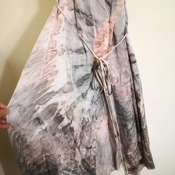 Enza Costa Viscose Sateen Strappy Wrap Dress Foundation Agate Size 1(=S) - Picture 5 of 11